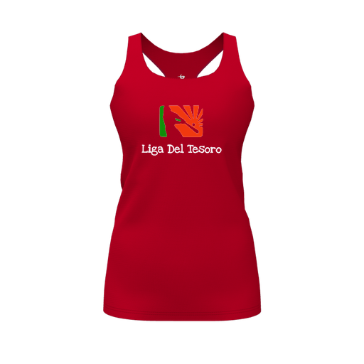[CUS-DFW-RCBK-PER-RED-FYS-LOGO1] Racerback Tank Top (Female Youth S, Red, Logo 1)