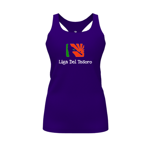 [CUS-DFW-RCBK-PER-PUR-FYS-LOGO1] Racerback Tank Top (Female Youth S, Purple, Logo 1)