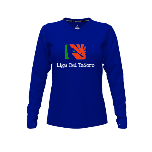 [CUS-DFW-TEES-CMF-VNK-LSL-RYL-FYXS-LOGO1] Comfort T-Shirt (Female Youth XS, Royal, V Neck, Logo 1, Long Sleeve)