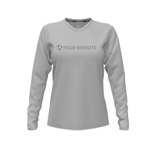 [CUS-DFW-TEES-CMF-VNK-LSL-GRY-FYXS-LOGO2] Comfort T-Shirt (Female Youth XS, Gray, V Neck, Logo 2, Long Sleeve)