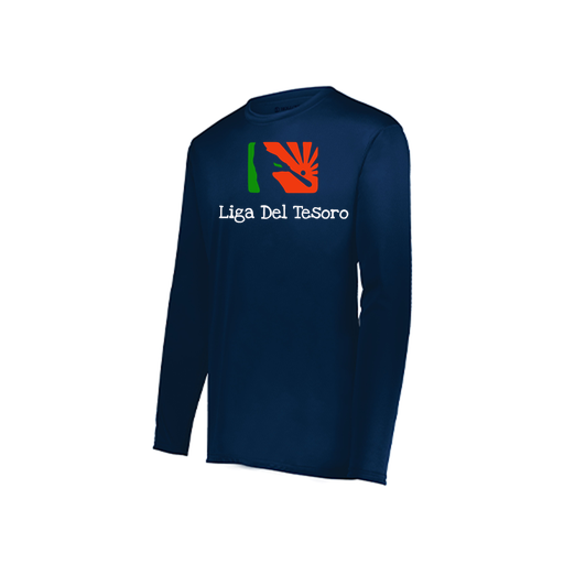[222823.065.S-LOGO1] Youth LS Smooth Sport Shirt (Youth S, Navy, Logo 1)