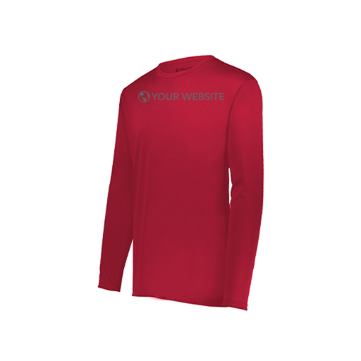 [222823.083.S-LOGO2] Youth LS Smooth Sport Shirt (Youth S, Red, Logo 2)