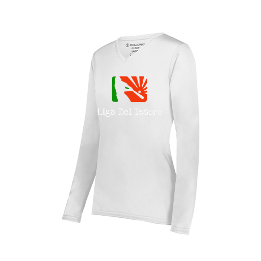 [222824.005.S-LOGO1] Ladies LS Smooth Sport Shirt (Female Adult S, White, Logo 1)