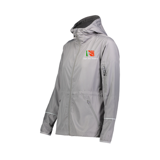 [229782.009.XS-LOGO1] Ladies Packable Full Zip Jacket (Female Adult XS, Silver, Logo 1)